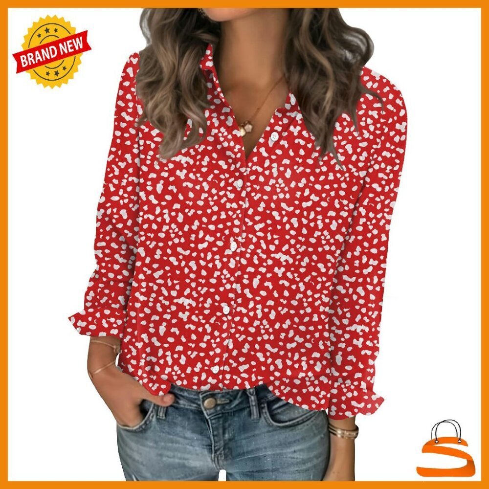 Chiffon Long Sleeve Button Down Blouse Business Casual Work Top